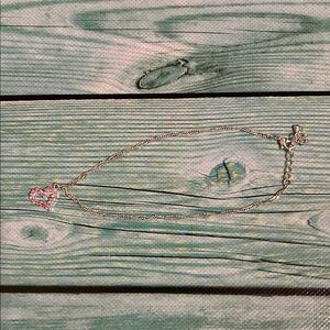 Silver Ankle Bracelet with Pink Heart Charm